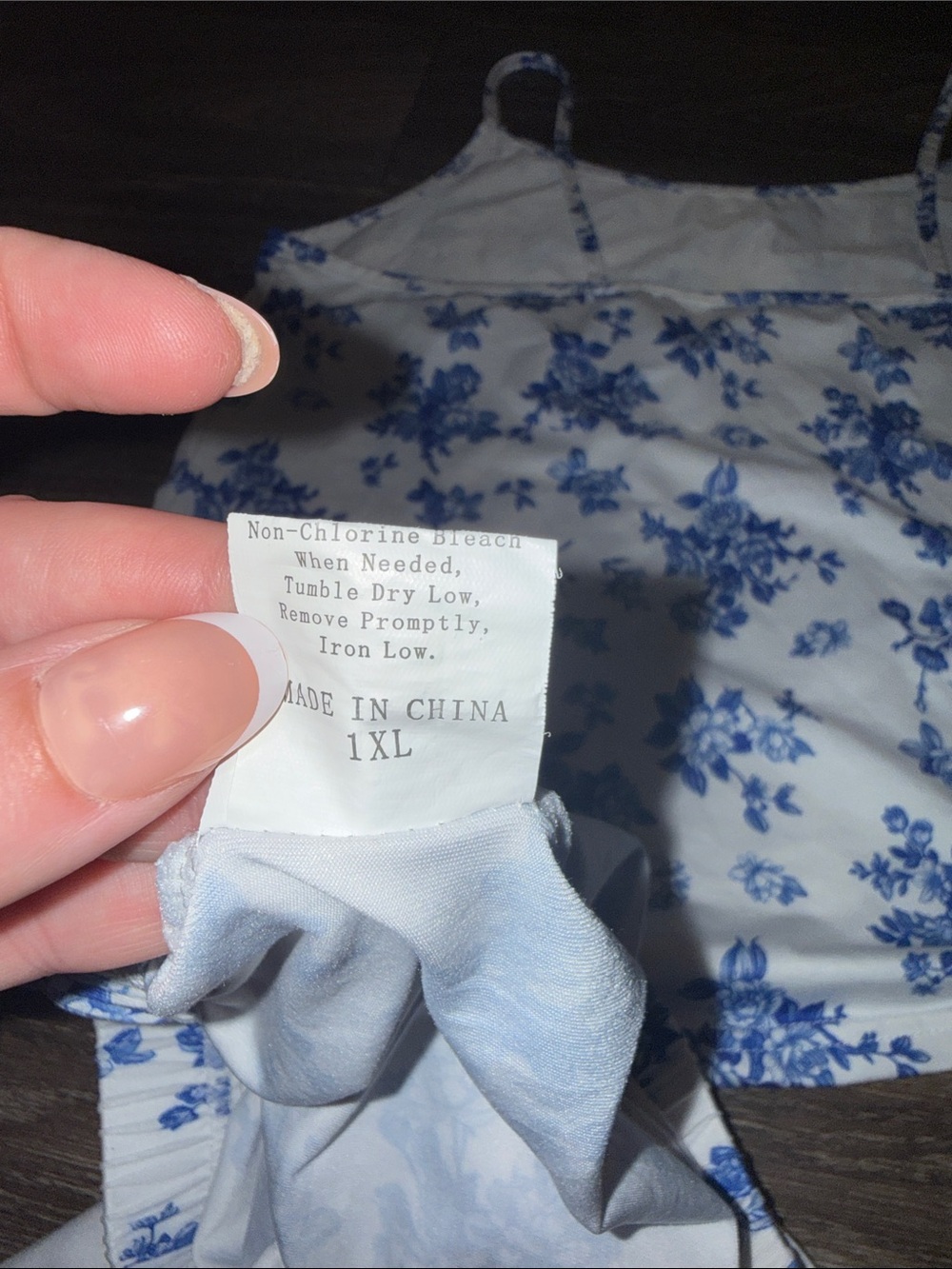 White and Blue Floral Cami Pajama Set - Picture 5 of 10